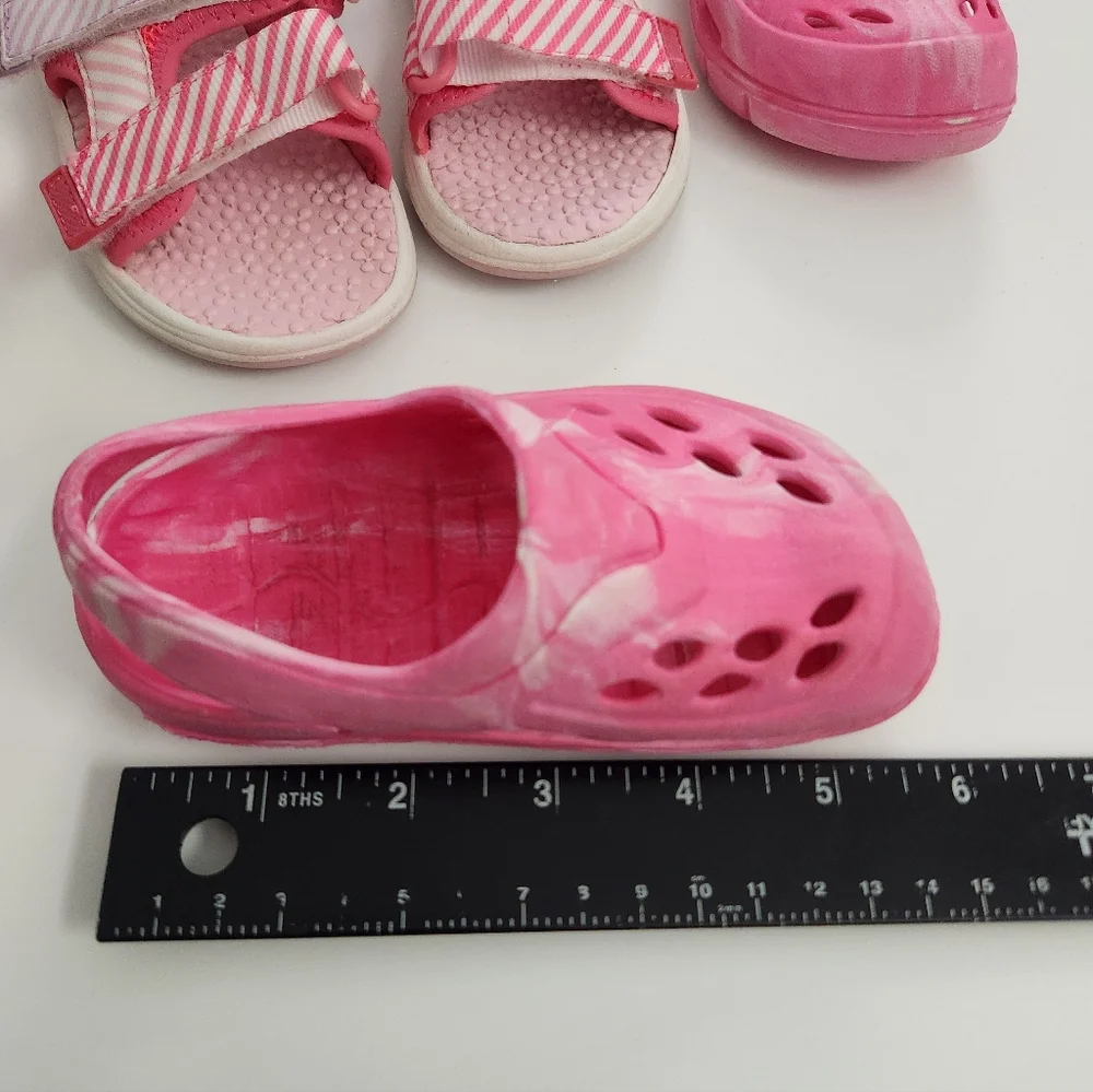 Toddler‎ Baby Girl Shoe Bundle Pink Sandals Size 6 - 3 Pairs